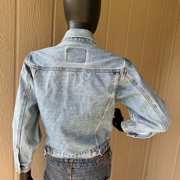 Vintage Arizona Jean Jacket Womens Medium Co Blue Jean Denim Trucker Stone Wash - Picture 2 of 6